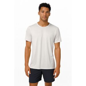Lululemon Athletica White Metal Vent Gym Basketball T Shirt Tee  Mens Size Large